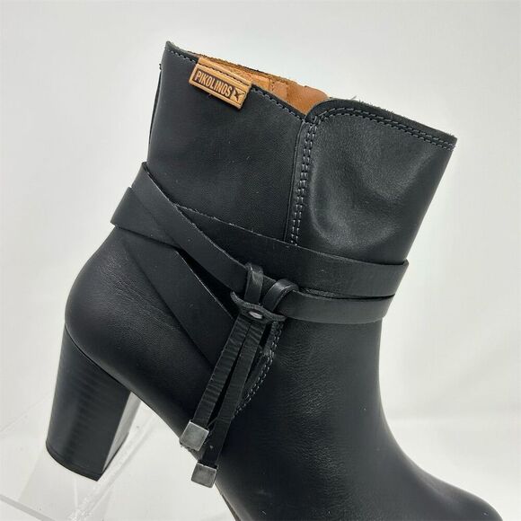 Pikolinos Black Leather Heeled Ankle Booties Size 37 (US 6.5-7) Classic Fall - Picture 2 of 13